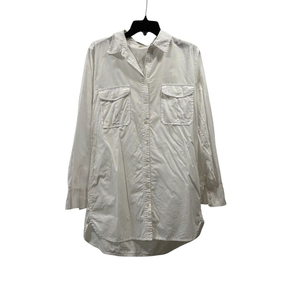 J. Crew White Button Up Shirt Mini Dress Tunic Size S 100% Cotton